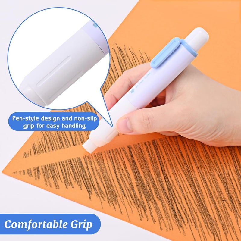 MG 4Pcs Retractable Click Pencil Eraser Pens, Cute Soft Rubber Stick Mechanical Eraser Pen, Large White Erasers for Art Drawing School Stationery Supplies - Image 5